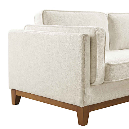 Grand canapé d'angle Dipley en tissu bouclé beige
