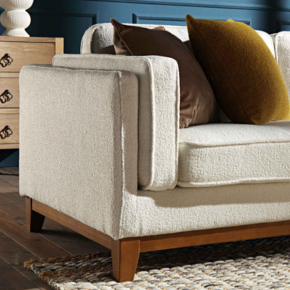 Grand canapé d'angle Dipley en tissu bouclé beige