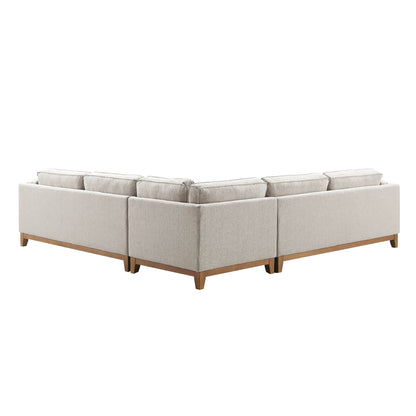 Canapé d'angle Dipley en tissu tissé avoine Grande