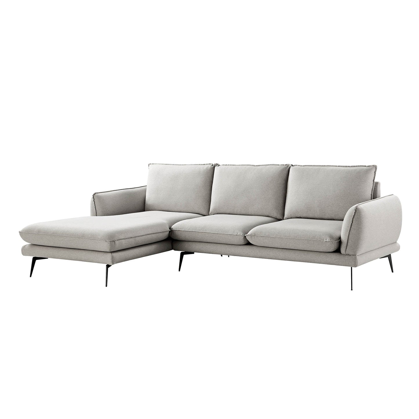 Canapé en tissu gris chiné Obriel, canapé Grande Chaise longue orienté à gauche