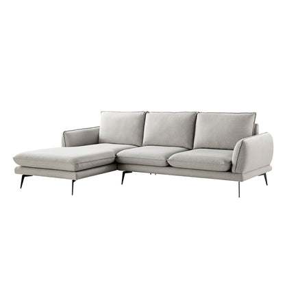 Canapé en tissu gris chiné Obriel, canapé Grande Chaise longue orienté à gauche