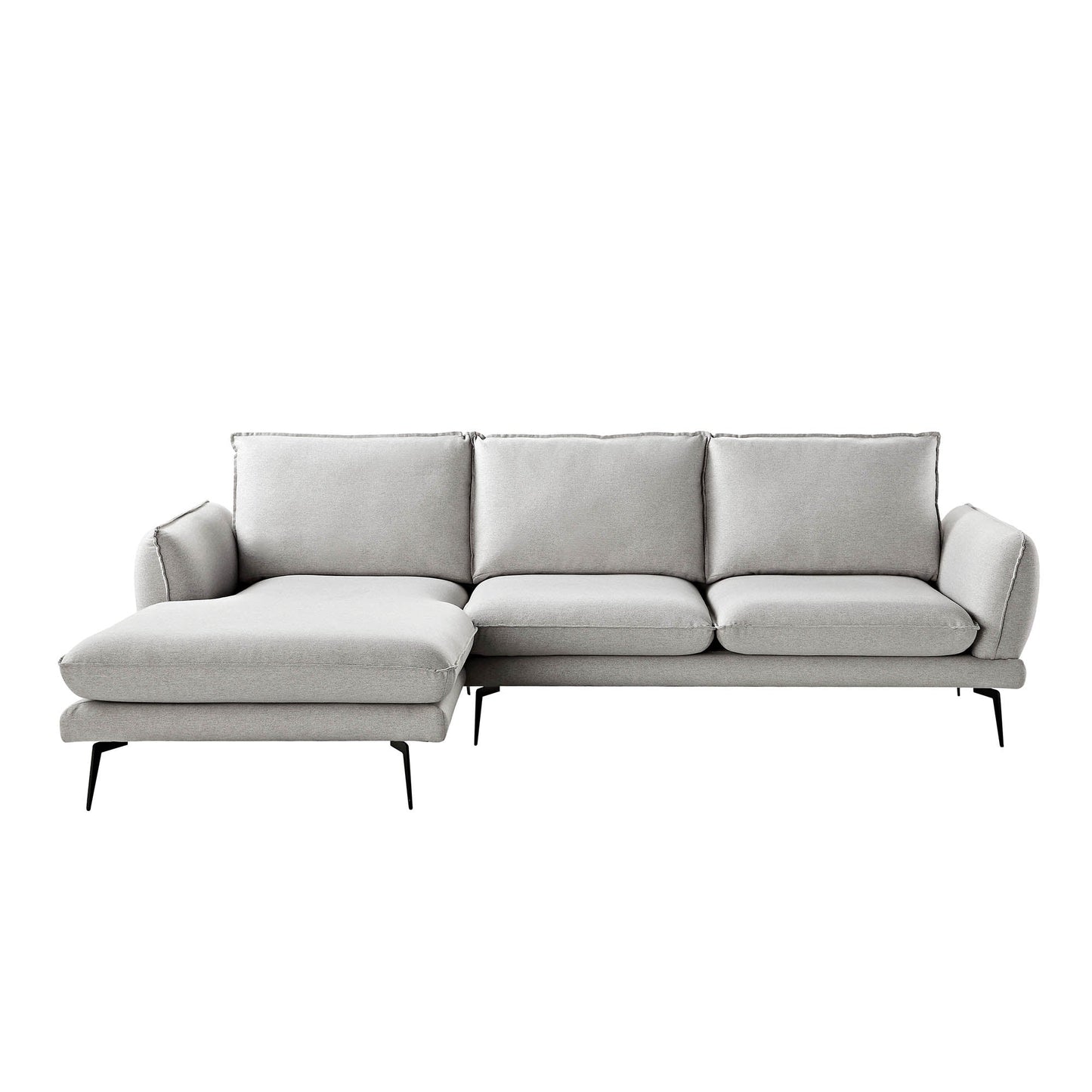Canapé en tissu gris chiné Obriel, canapé Grande Chaise longue orienté à gauche