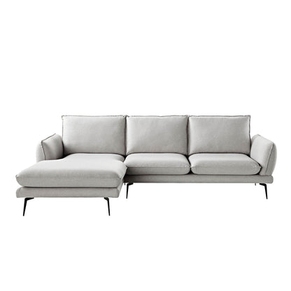 Canapé en tissu gris chiné Obriel, canapé Grande Chaise longue orienté à gauche