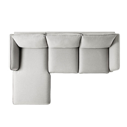 Canapé en tissu gris chiné Obriel, canapé Grande Chaise longue orienté à gauche