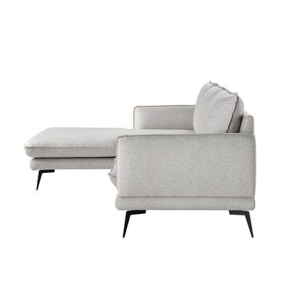 Canapé en tissu gris chiné Obriel, canapé Grande Chaise longue orienté à gauche