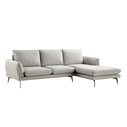 Canapé en tissu gris chiné Obriel, canapé Grande Chaise longue orienté à droite