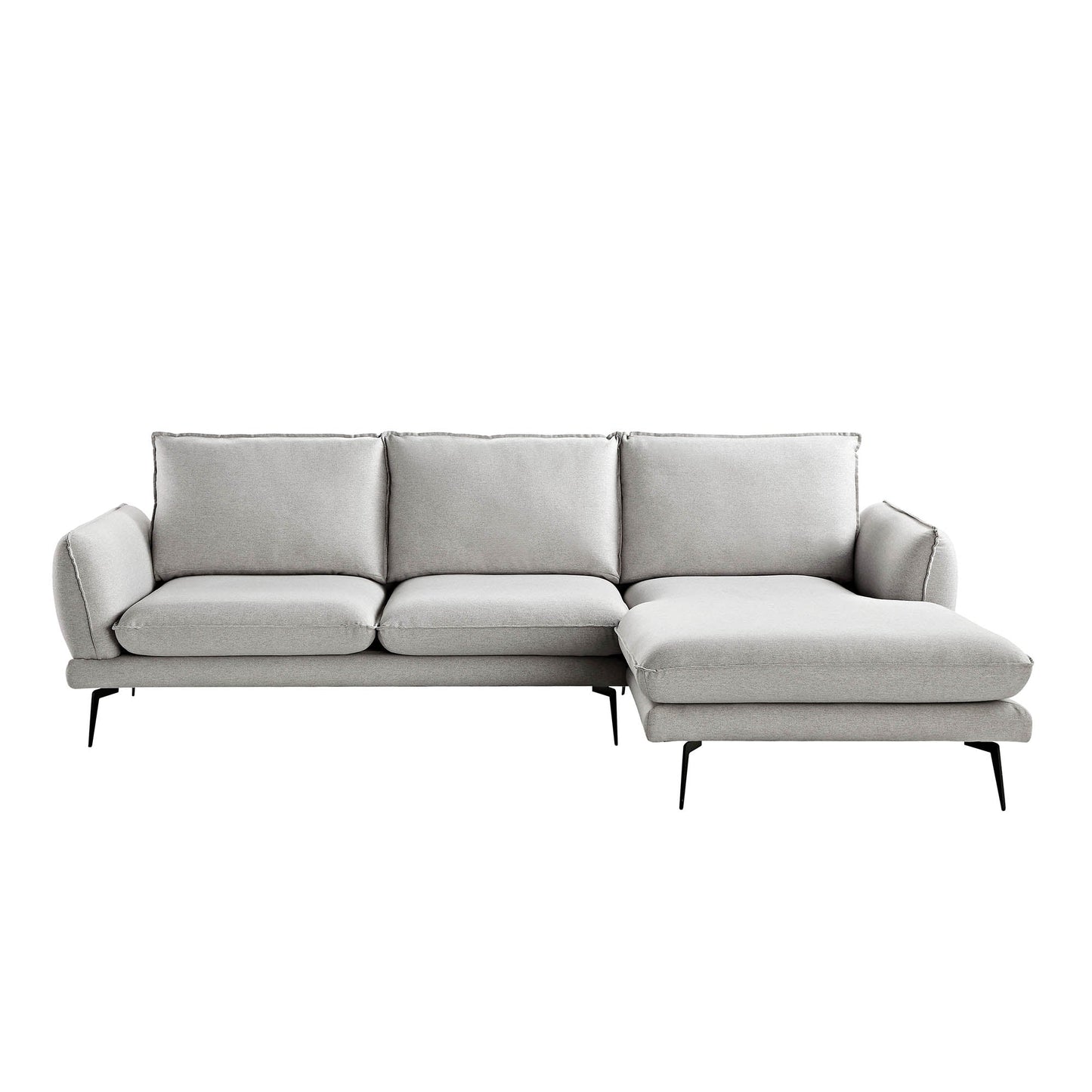 Canapé en tissu gris chiné Obriel, canapé Grande Chaise longue orienté à droite