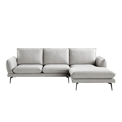 Canapé en tissu gris chiné Obriel, canapé Grande Chaise longue orienté à droite