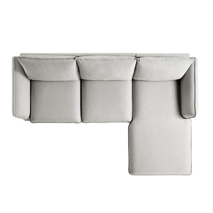 Canapé en tissu gris chiné Obriel, canapé Grande Chaise longue orienté à droite