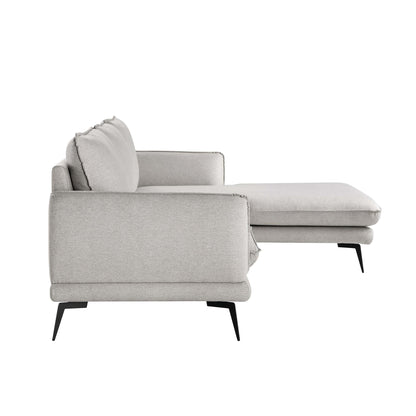 Canapé en tissu gris chiné Obriel, canapé Grande Chaise longue orienté à droite