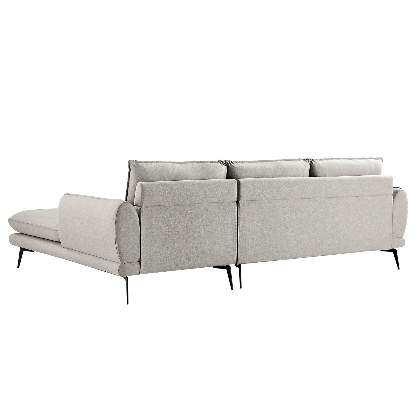 Canapé en tissu gris chiné Obriel, canapé Grande Chaise longue orienté à droite