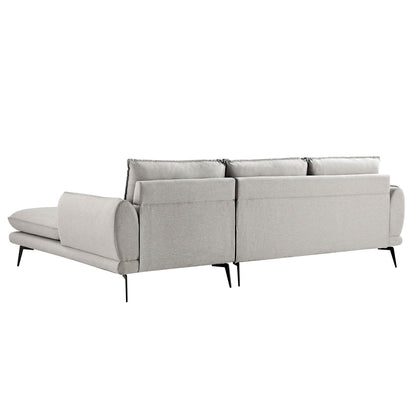 Canapé en tissu gris chiné Obriel, canapé Grande Chaise longue orienté à droite