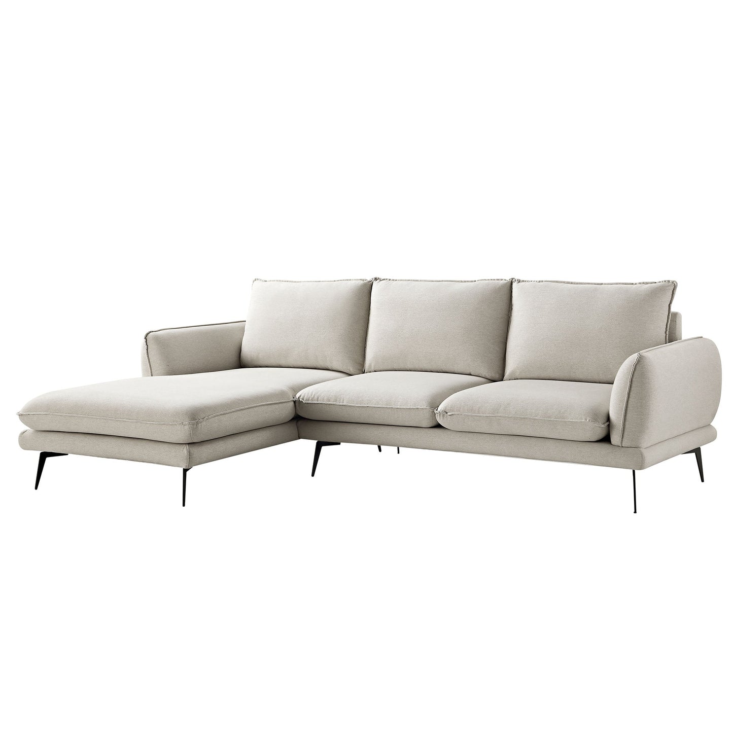 Canapé en tissu Obriel Oatmeal, Grande Chaise Longue orientée à gauche
