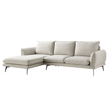Canapé en tissu Obriel Oatmeal, Grande Chaise Longue orientée à gauche