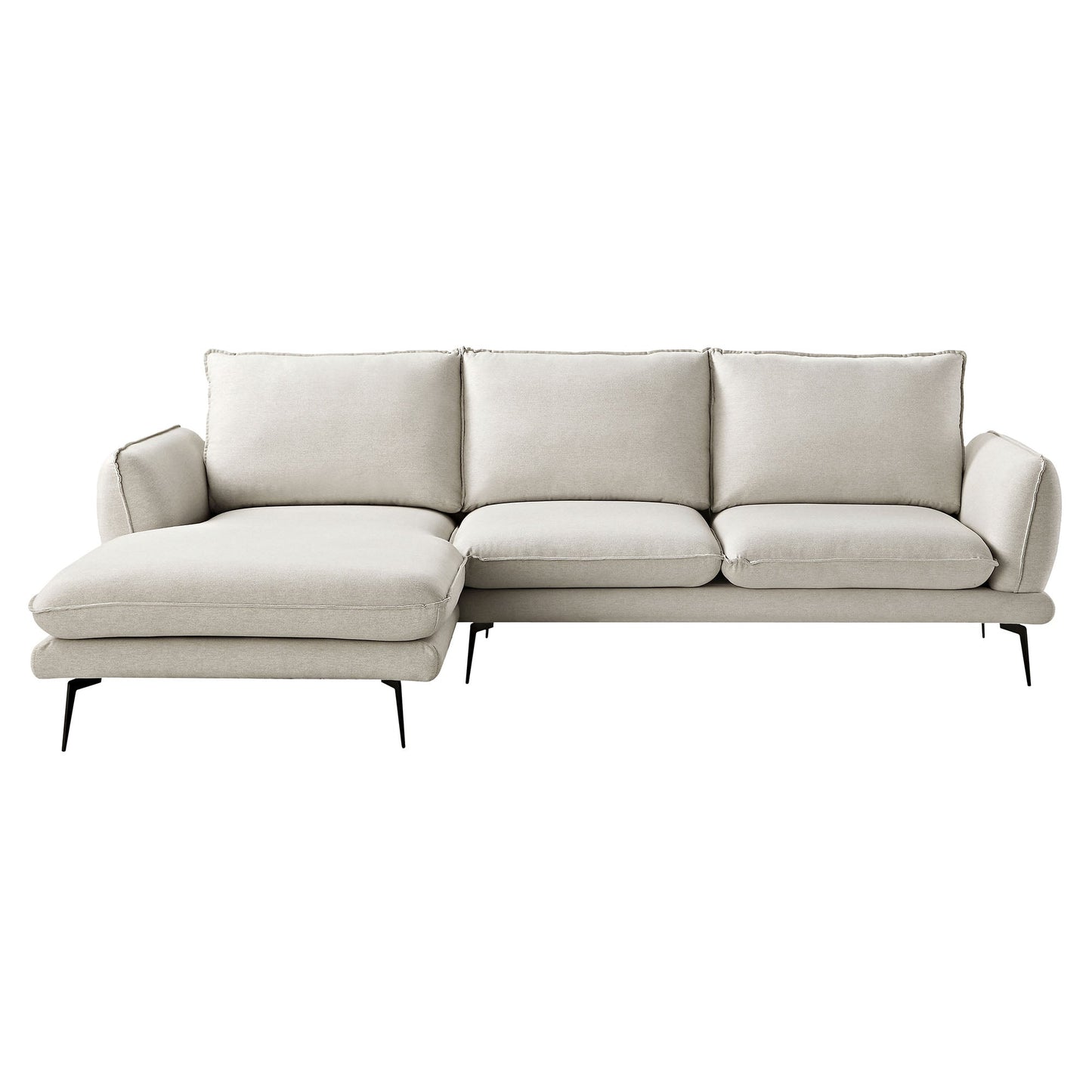 Canapé en tissu Obriel Oatmeal, Grande Chaise Longue orientée à gauche