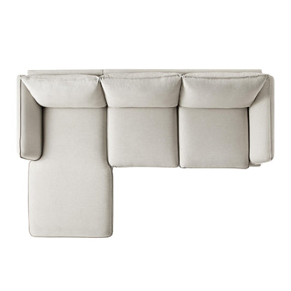 Canapé en tissu Obriel Oatmeal, Grande Chaise Longue orientée à gauche