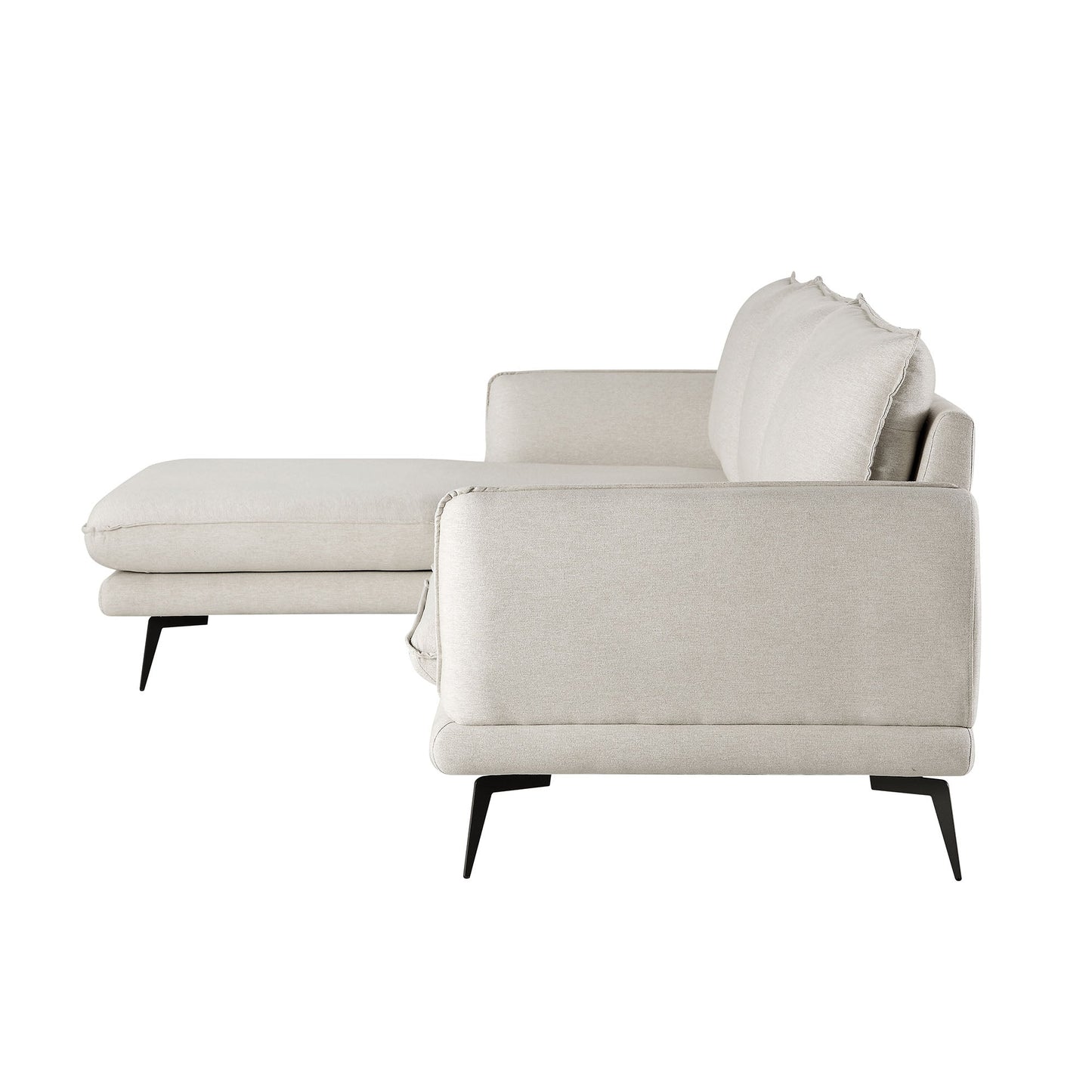 Canapé en tissu Obriel Oatmeal, Grande Chaise Longue orientée à gauche