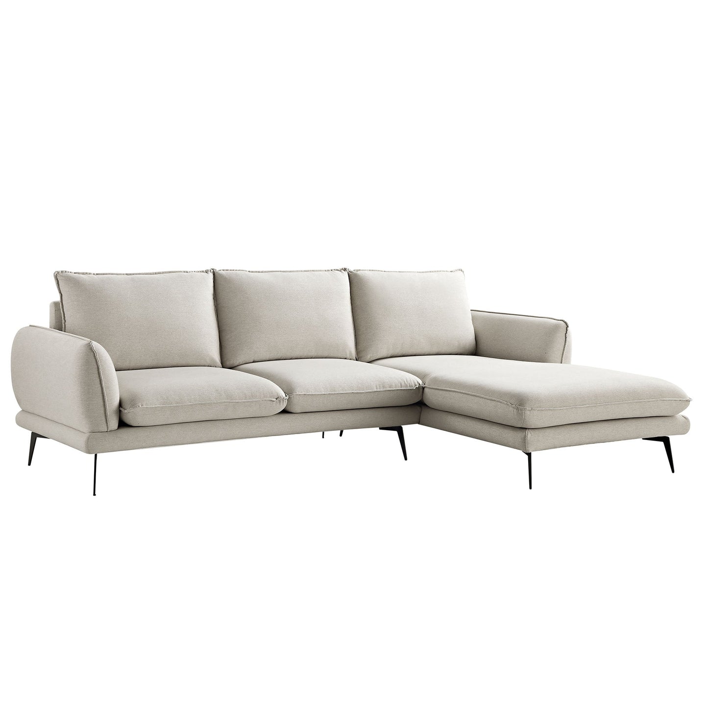 Canapé en tissu Obriel Oatmeal, canapé Grande Chaise, orientation droite