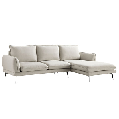 Canapé en tissu Obriel Oatmeal, canapé Grande Chaise, orientation droite