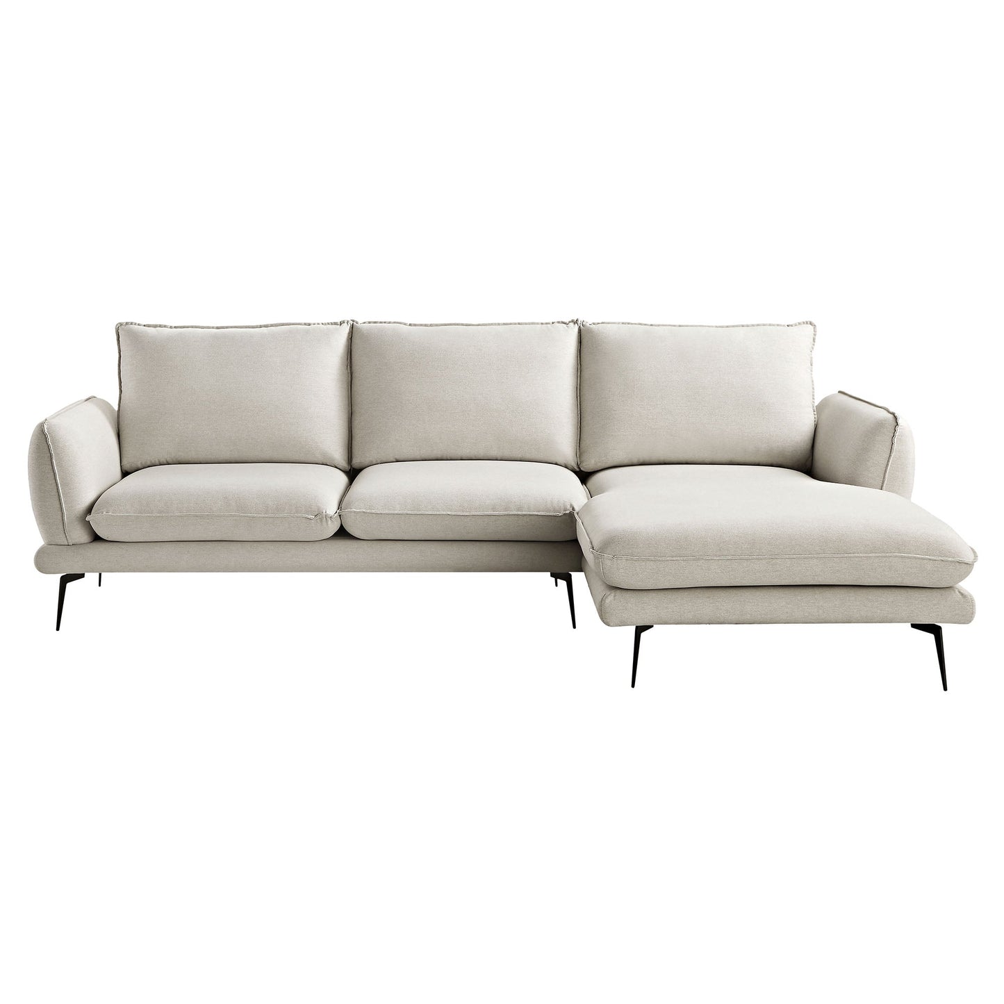 Canapé en tissu Obriel Oatmeal, canapé Grande Chaise, orientation droite