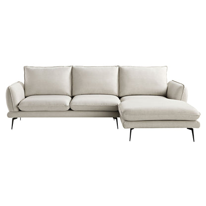 Canapé en tissu Obriel Oatmeal, canapé Grande Chaise, orientation droite