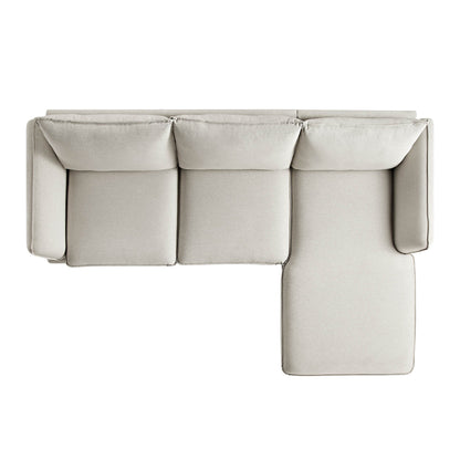 Canapé en tissu Obriel Oatmeal, canapé Grande Chaise, orientation droite