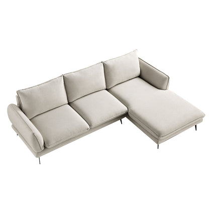 Canapé en tissu Obriel Oatmeal, canapé Grande Chaise, orientation droite
