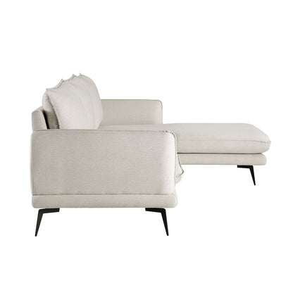 Canapé en tissu Obriel Oatmeal, canapé Grande Chaise, orientation droite