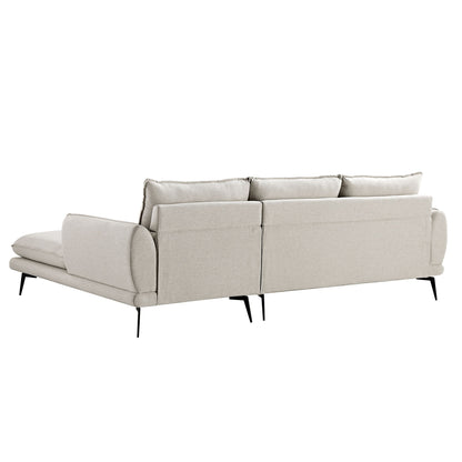 Canapé en tissu Obriel Oatmeal, canapé Grande Chaise, orientation droite