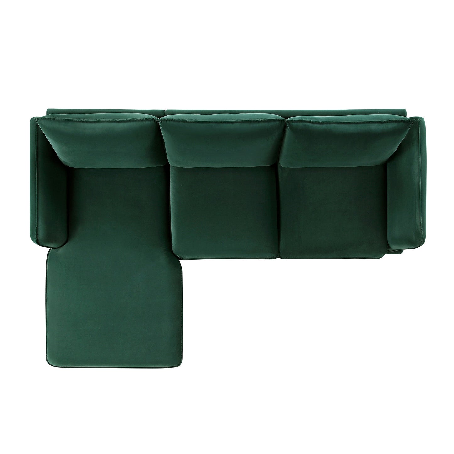 Canapé Obriel en velours vert forêt, Grande Chaise Longue orientée à gauche