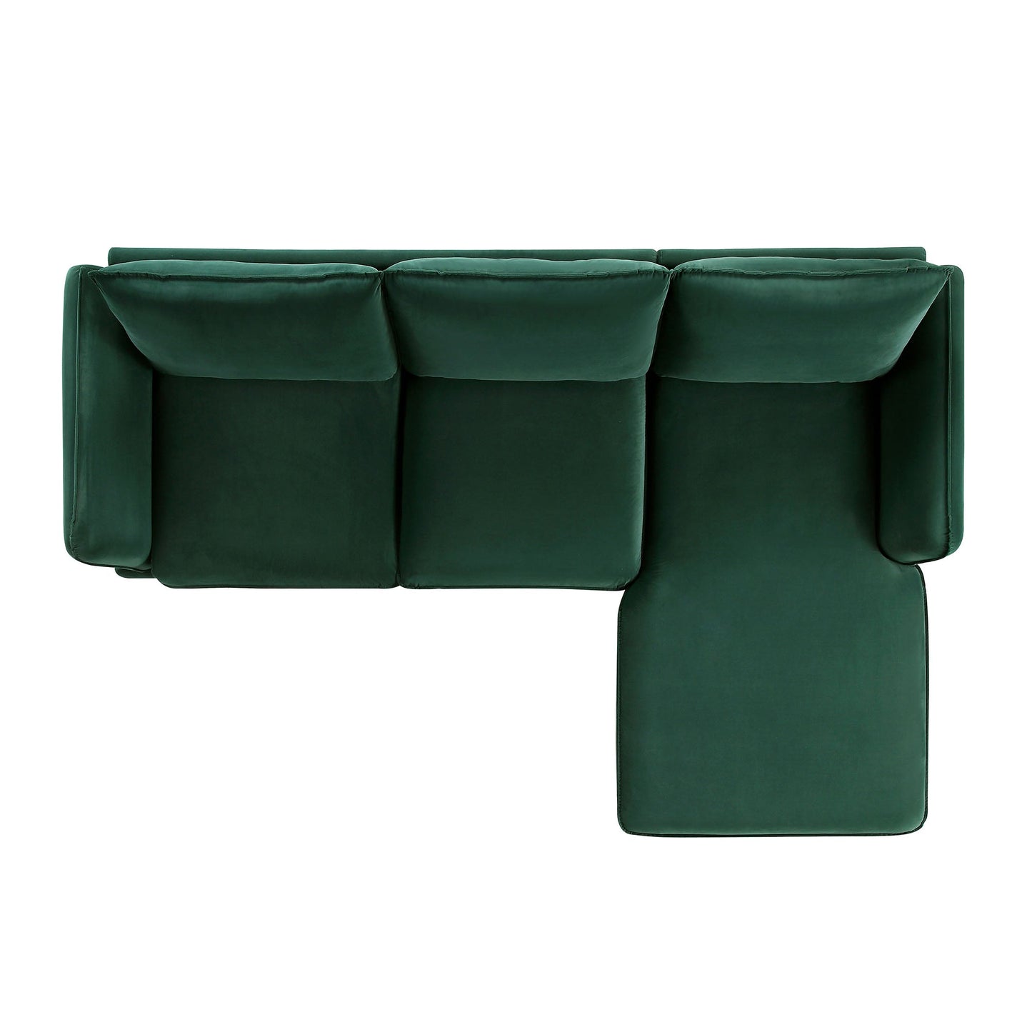 Canapé Obriel en velours vert forêt, Grande Chaise Longue orientée à droite