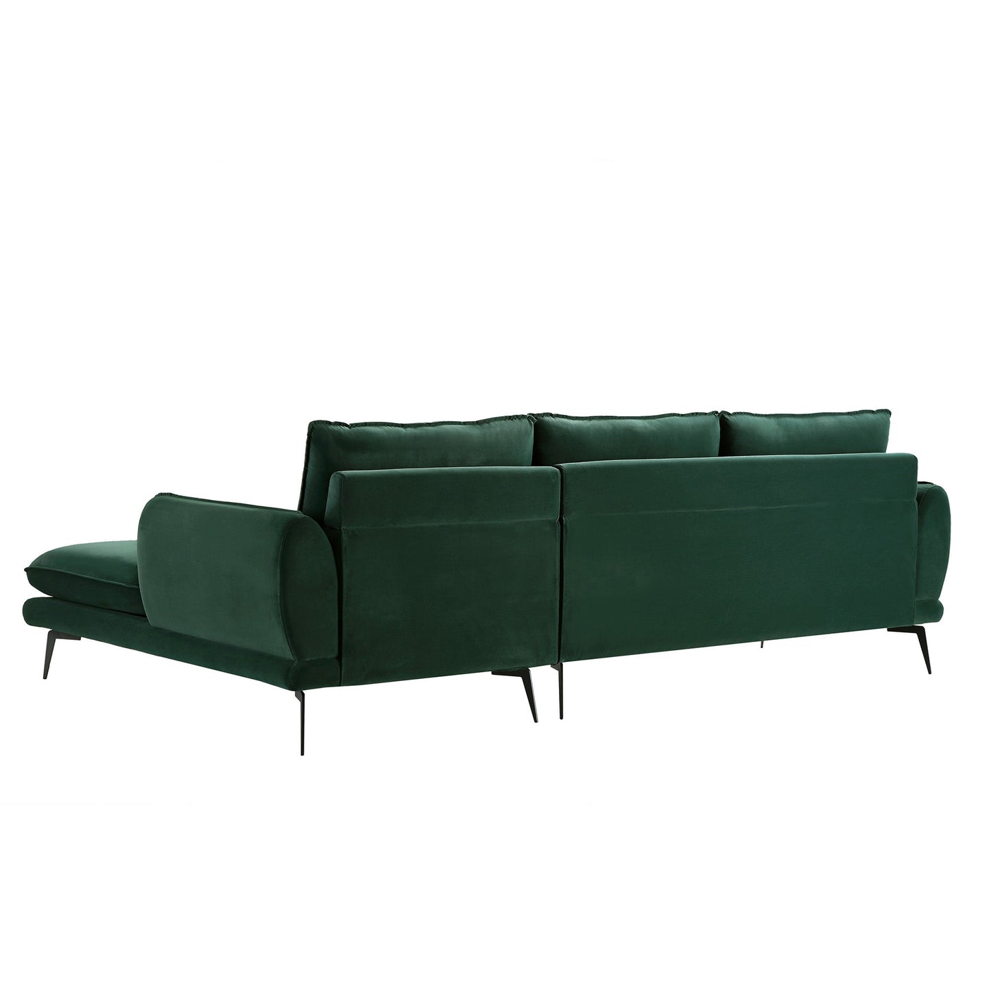 Canapé Obriel en velours vert forêt, Grande Chaise Longue orientée à droite