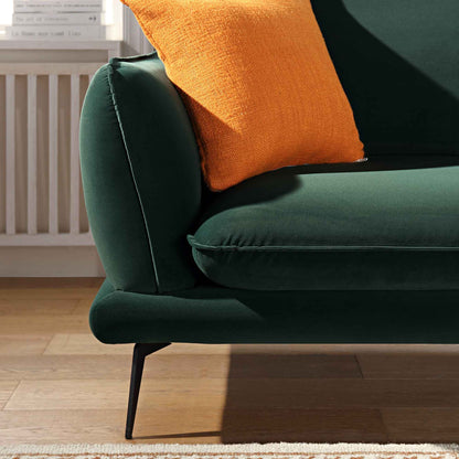 Canapé Obriel en velours vert forêt, Grande Chaise Longue orientée à droite