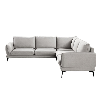 Canapé d'angle Grande en tissu gris chiné Obriel
