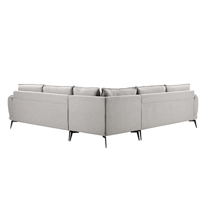 Canapé d'angle Grande en tissu gris chiné Obriel