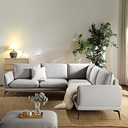Canapé d'angle Grande en tissu gris chiné Obriel