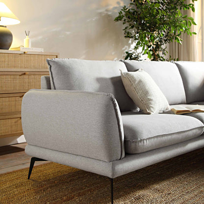 Canapé d'angle Grande en tissu gris chiné Obriel