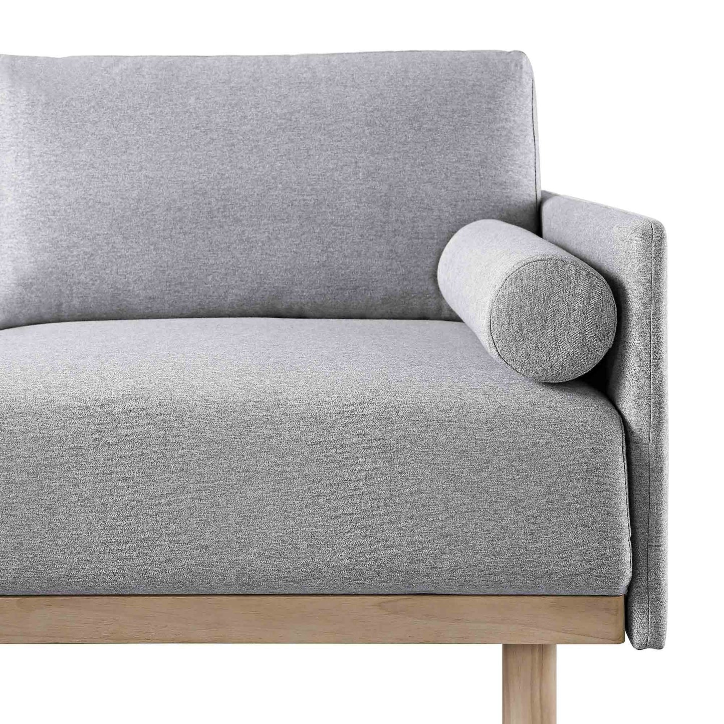 Canapé 3 places en tissu gris chiné, grand canapé méridienne orienté à gauche