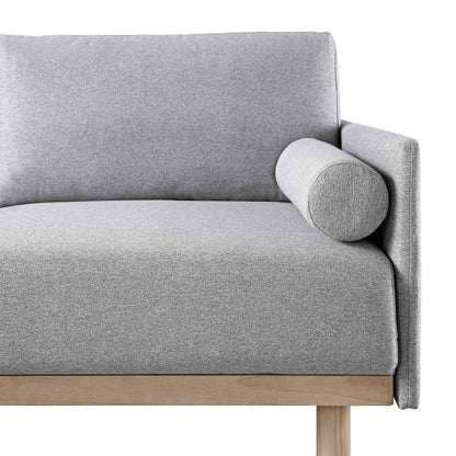 Canapé 3 places en tissu gris chiné, grand canapé méridienne orienté à gauche