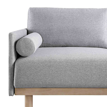 Canapé 3 places en tissu gris chiné, grand canapé méridienne orienté à droite