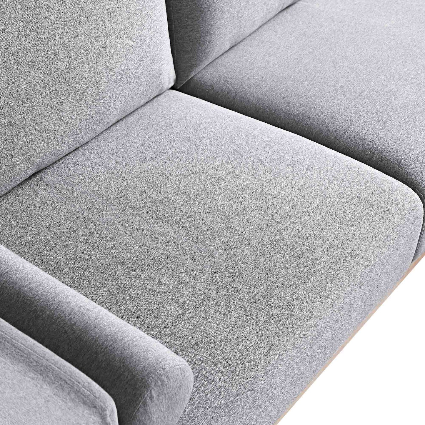 Canapé 3 places en tissu gris chiné, grand canapé méridienne orienté à droite