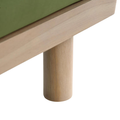Canapé en velours vert fougère Timber, grand canapé méridienne 3 places orienté à droite
