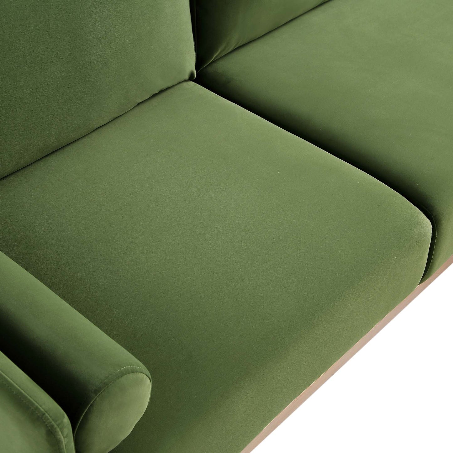 Canapé en velours vert fougère Timber, grand canapé méridienne 3 places orienté à droite