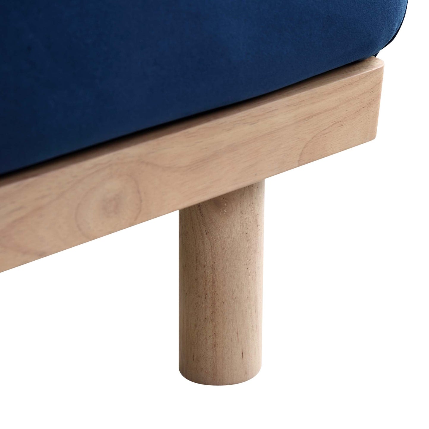 Canapé en velours bleu marine Timber, grand canapé méridienne 3 places orienté à gauche