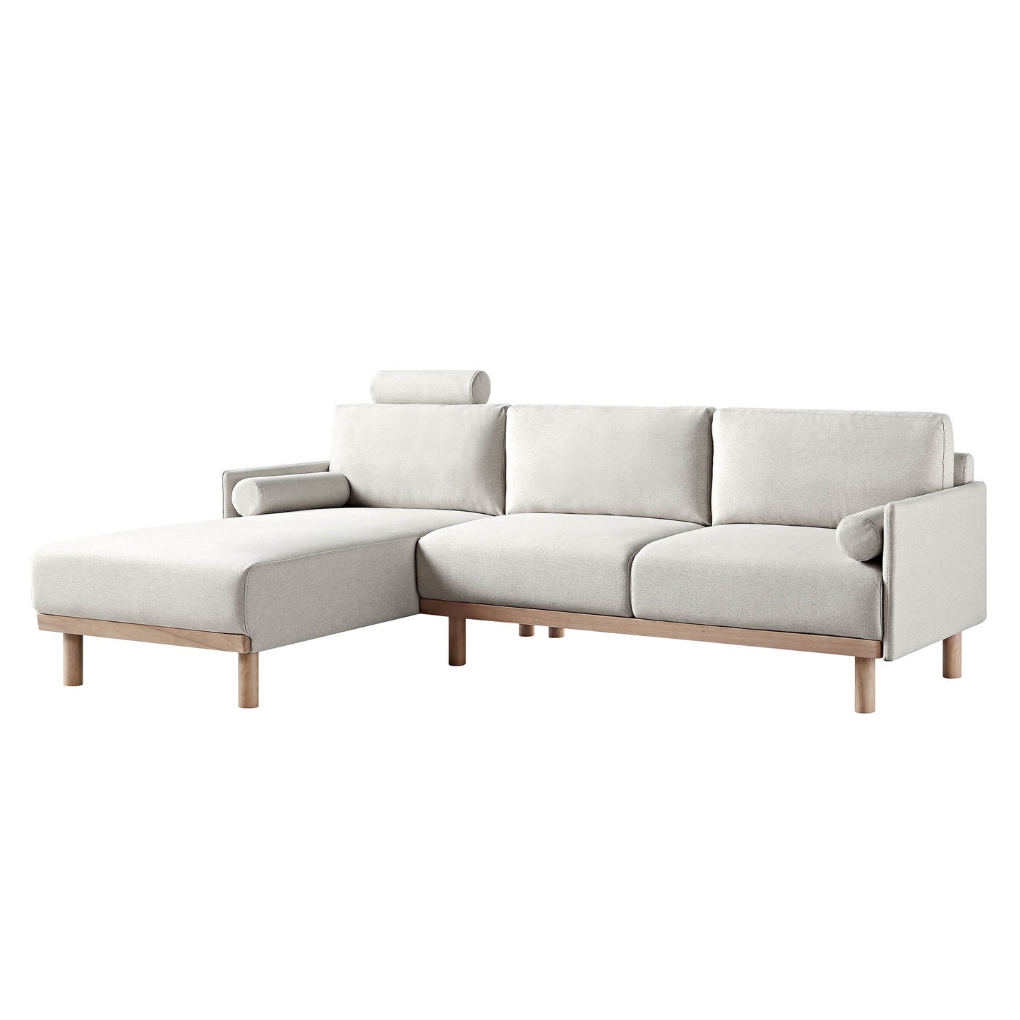 Canapé 3 places en tissu Timber Oatmeal, grand canapé méridienne orienté à gauche