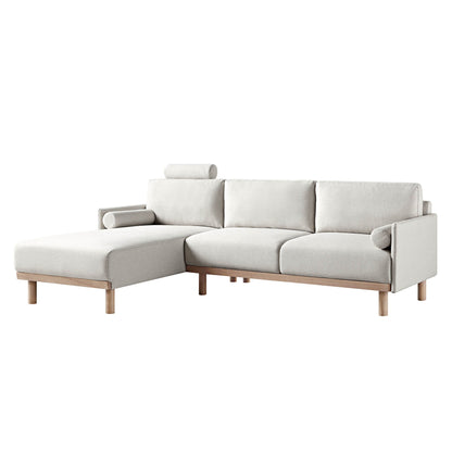 Canapé 3 places en tissu Timber Oatmeal, grand canapé méridienne orienté à gauche
