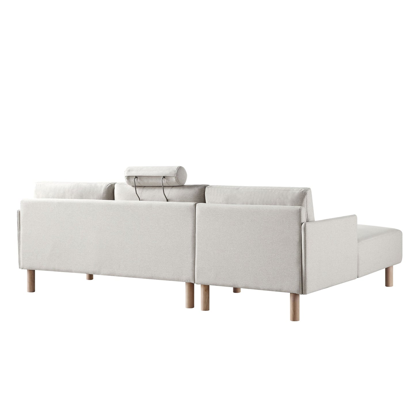 Canapé 3 places en tissu Timber Oatmeal, grand canapé méridienne orienté à gauche