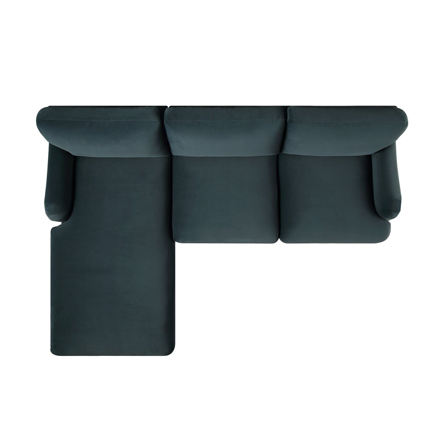 Canapé Daphnis en velours bleu égéen, grande chaise longue orientée à gauche
