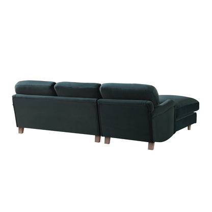 Canapé Daphnis en velours bleu égéen, grande chaise longue orientée à gauche