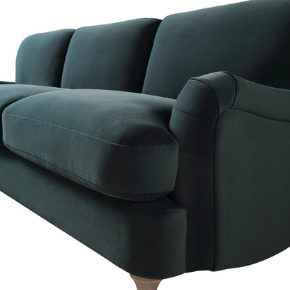 Canapé Daphnis en velours bleu égéen, grande chaise longue orientée à gauche